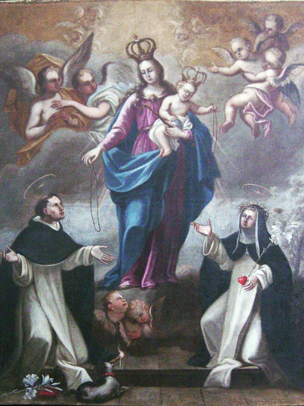 La virgen María entrega a Santo Domingo el rosario